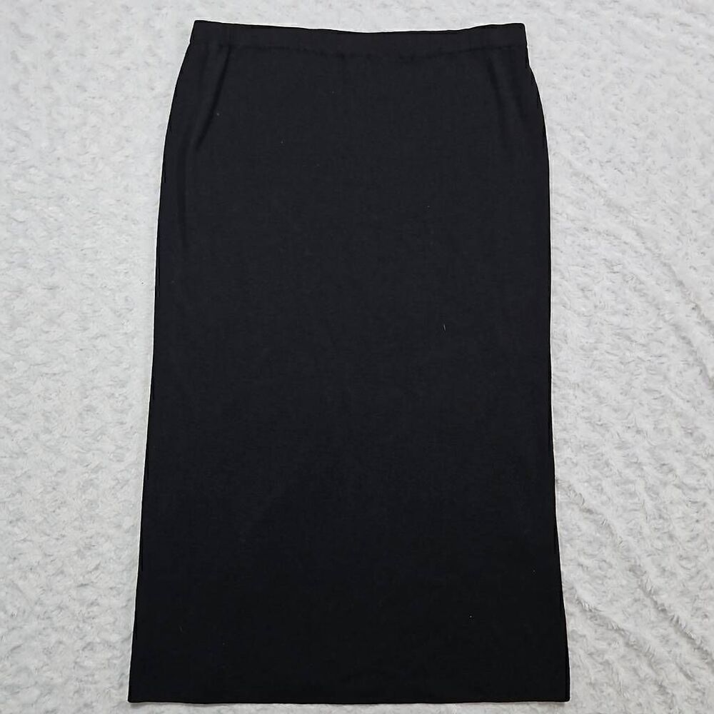 Eileen Fisher black office dress with Italian yarn 100% wool Womens Large Petite